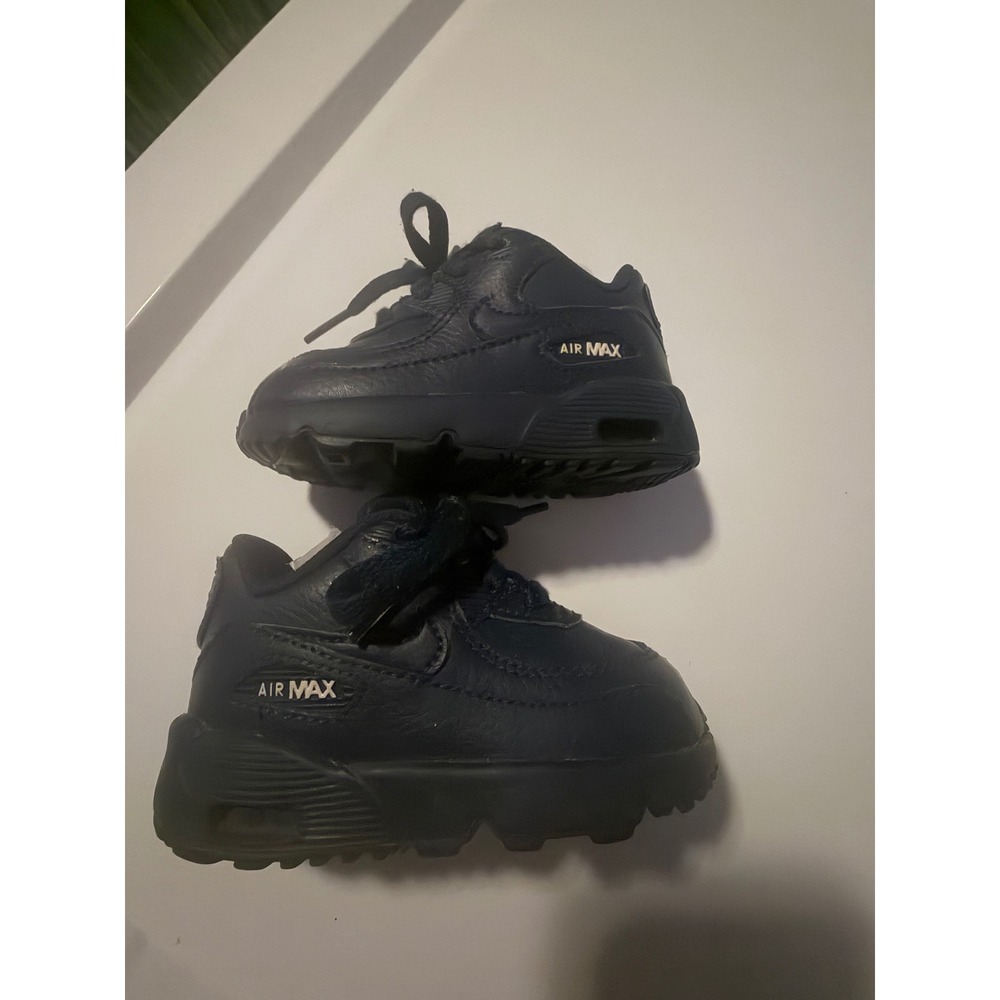Nike Air Max 90 Toddler Navy Blue Leather Sneakers 833416-412 Size 4C